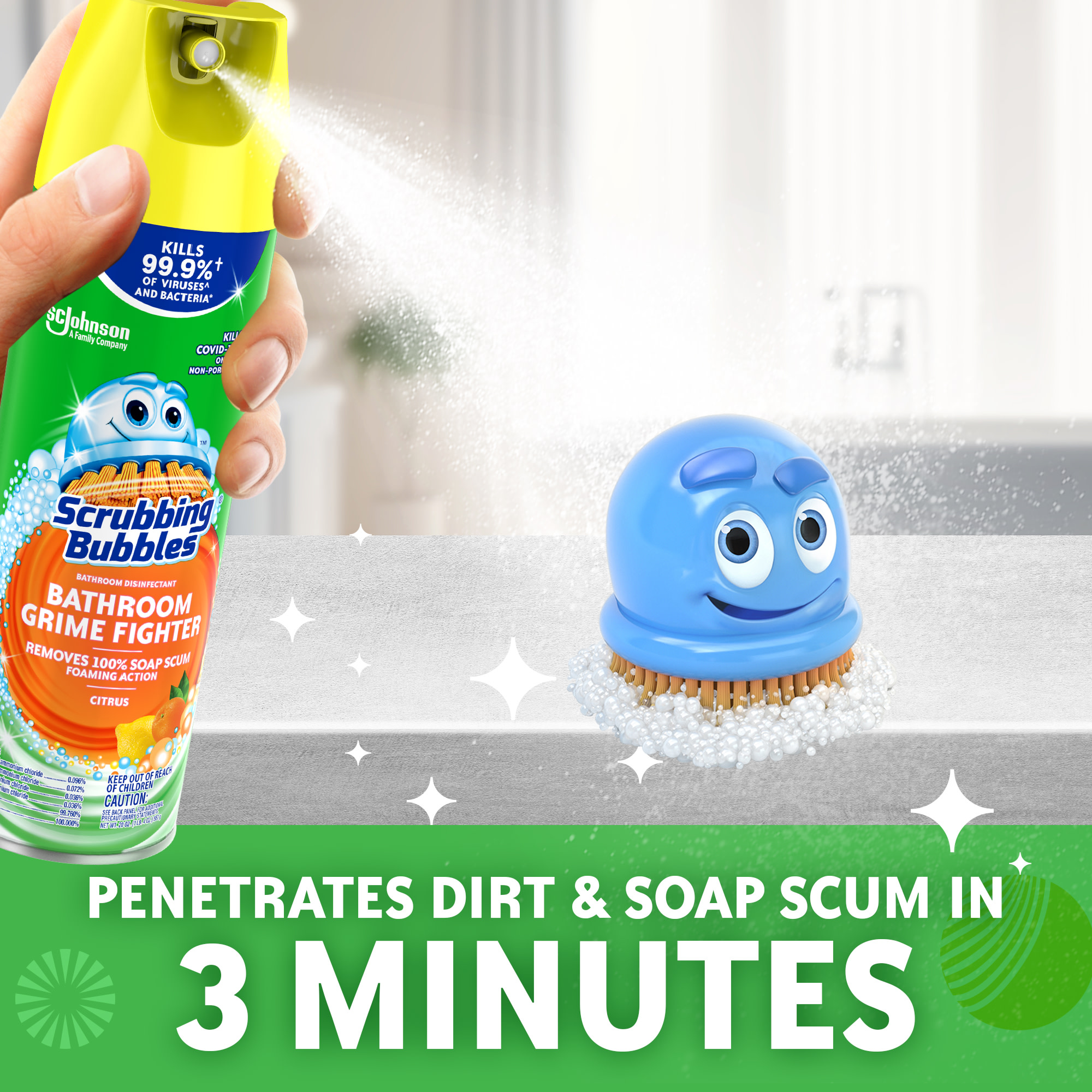 Scrubbing Bubbles Bathroom Grime Fighter, Citrus, 20 oz, 2 Pack photo 5