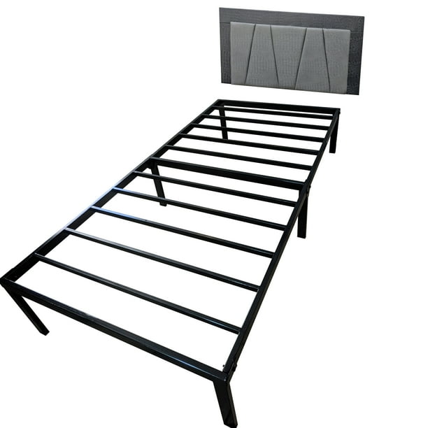 Base para Cama Individual de Acero Reforzado, con Cabecera Tapizada en ...