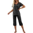 thumbnail image 2 of MINTREUS Women's Pajama Sets Short Sleeve Shirt and Capri Soft Pajama Sets with Pockets M-4XL, 2 of 6