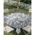 thumbnail image 3 of Square Outdoor Tablecloth with Umbrella Hole Vintage Spring Floral Outside Table Cloth Waterproof Patio Table Cover Farmhouse Summer Botanical Retro Zipper Tablecloths for Picnic Camping 60x60 Inch, 3 of 8
