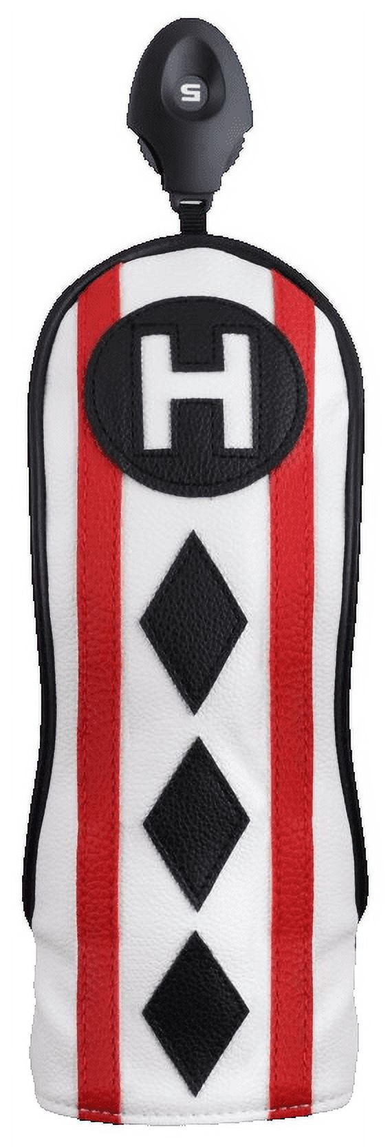 Majek Golf Clubs Club Premium Poker Diamond Protective Hand Made Black Red White Head Covers 460cc #1 Driver Fairway Metal Woods #3#5 +#H Utility Hybrid Cover with Adjustrable Wheel Tag Cover Set