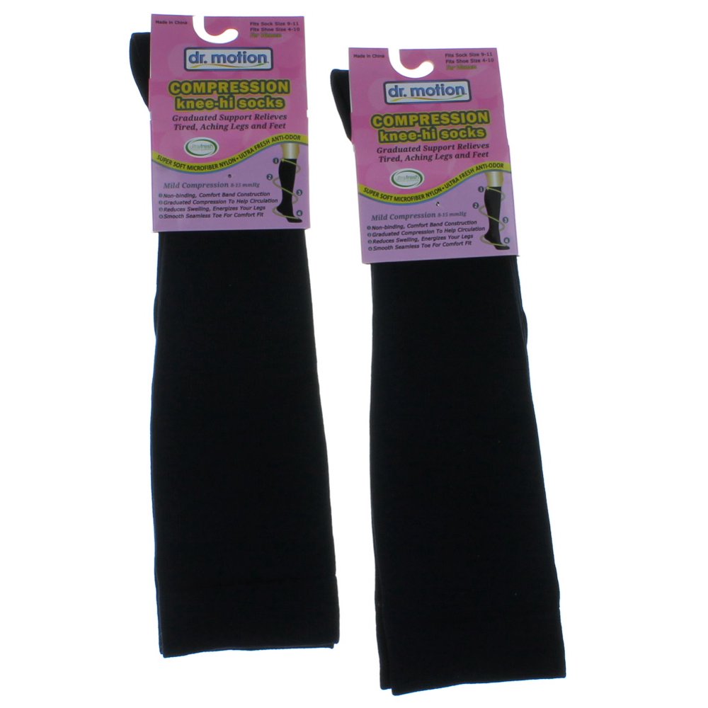 DR.MOTION COMPRESSION SOLID BLACK SOCKS