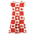 thumbnail image 4 of Wdgfv Girls Canada Day Floral Dress Cute Red White Maple Leaf Print Tiered A Line Flutter Sleeves Pockets Comfortable Holiday Celebration Outfit Red 8-9 Years, 4 of 5