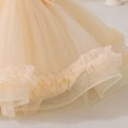 thumbnail image 4 of IDOPIP Infant Baby Flower Girl Dress Asymmetric Shoulder 3D Flowers Toddler Wedding Formal Birthday Party Pageant Tiered Tulle Gowns Tutu Dresses 9-12 Months Champagne, 4 of 8