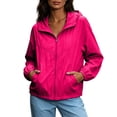 thumbnail image 2 of MORESEC Women's Plus Size Summer Fall Windbreaker Jackets Solid Casual Loose Thin Outerwear Lightweight Travel Beach Tops, Hot Pink XL, 2 of 9