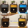 thumbnail image 7 of Tribesign LED Nightstands, Black Wood Nightstand with Led Lights, End Table with 2 Drawers for Bedroom, Living Room, 7 of 7
