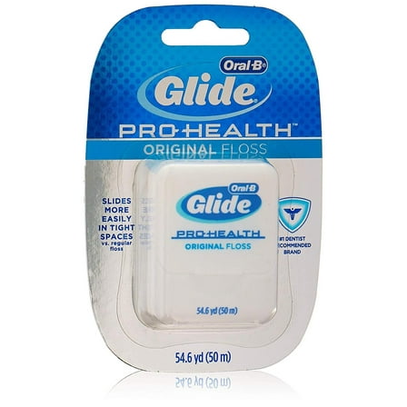 Original Unflavored Size 50m. Pack of 3, Unique, Patented Floss is Smooth, Strong and Shred Resistant. By Glide