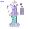 thumbnail image 4 of Disfraz de La Sirenita de Disney para niños y niñas, vestido de princesa Ariel para vacaciones de verano, ropa de playa, Cosplay de sirena, vestidos de cumpleaños, 2024, 4 of 5