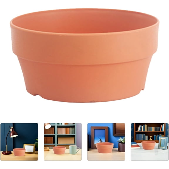 6 Inch Breathable Shallow Clay Style Flower Pot with Drainage Hole, Imitation Terracotta Nursery Planter, Durable Indoor Outdoor Garden Pot for Succulent, Herb, Small Flower and Decoration