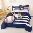 thumbnail image 3 of Erosebridal Kids Baseball Full Size Comforter Sets,Boys Ball Games Bedding Sets For Sport Gamer,Reversible navy blue,3pcs, 3 of 7