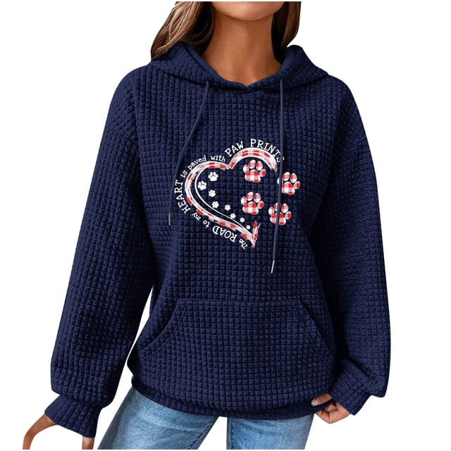 Birdeem Femmes Imprimé Col Rond Manches Longues Ample Chandail Simple Hauts Chandail Blouse