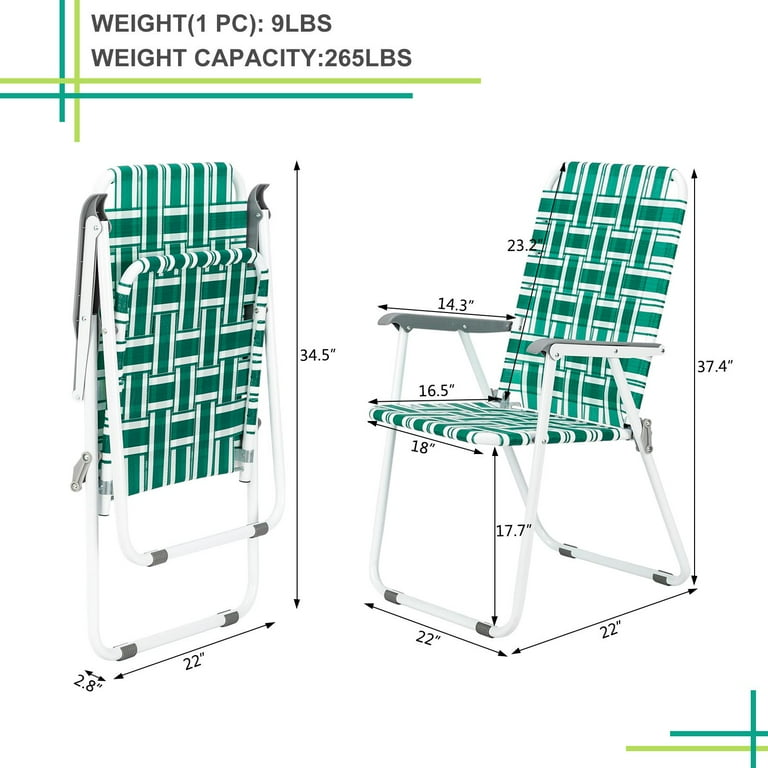 UBesGoo 4 Pack Lawn Chair Set Patio Folding Web Outdoor