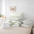 thumbnail image 5 of Manfei Vintage Botanical Leaf Bedding Comforter Set 7 Pieces,Flower Floral Full Bedding Set,Green White Fitted Sheet Flat Sheet,Microfiber Bedroom Decor Reversible, 5 of 7