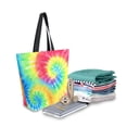 thumbnail image 2 of Open Top Canvas Tote Bag with Zipper Reusable Shopping Bag 13.5x15" Roomy Carryall Tie-dyed Colorful Spiral Pattern, 2 of 9
