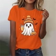 thumbnail image 6 of Wiyuqeen Halloween Shirts for Women Pumpkin Ghost T-Shirt Casual Spooky Season Graphic Tee Holiday Outfits Crewneck Short Sleeve Spooky Tops, 6 of 6