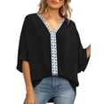 thumbnail image 1 of SAYOO Dolman manga cuello en V mujer #39;st - camisa gasa suelta Split verano Street Top SAYOO moda, 1 of 6