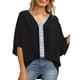thumbnail image 1 of Txlixc Dolman manga cuello en V mujer #39;st - camisa gasa suelta Split verano Street Top Txlixc  moda, 1 of 6