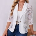 thumbnail image 7 of ZQUUVOU Women's Blazer Open Front Solid Color Button Long Sleeve Lace Jacket (White,M), 7 of 7