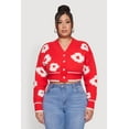 thumbnail image 2 of Womens Plus Size Flower Tufted Knit Cropped Cardigan, 2 of 4