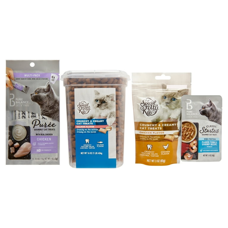 Pure Balance Classic Starters Gourmet Cat Treats Flaked Tuna Shrimp in Broth 1.4 oz Walmart
