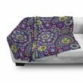thumbnail image 3 of Purple Mandala Soft Flannel Fleece Throw Blanket, Paisley Leaves with Flower in Vibrant Tones Boho Print, Cozy Plush for Indoor and Outdoor Use, 50" x 70", Multicolor, by Ambesonne, 3 of 6