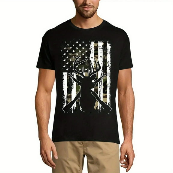 Men's Graphic T-Shirt Deer Us Flag Hunting - Hunter Eco-Friendly Limited Edition