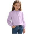 thumbnail image 6 of Ultrave Ruffle Collar Shirt for Girls Dot Print Smocked Long Sleeve Blouse Loose Cute Shirts for 5-14Y, 6 of 6