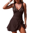 thumbnail image 7 of BOBOGOJP Women's Tummy Control One Piece Swimsuit- Push Up Bathing Suit with Skirt&Cutout,Modest Swim Dress Coffee for Size XL, 7 of 7