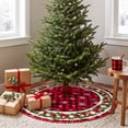 thumbnail image 6 of Red and White Christmas Tree Skirt, Polyester Holiday Base Cover with Santa and Snowflake Prints, 6 of 6