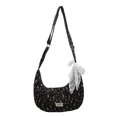 thumbnail image 1 of 6252 Bolso Lona Floral Con Pañuelo Bolso Mano Gran Capacidad Bolso Bandolera Informal para Desplazamientos (negro), 1 of 9
