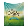 thumbnail image 1 of Birthday Soft Flannel Fleece Throw Blanket, Sincere Greeting Message on a Blurred Background Celebration Theme, Cozy Plush for Indoor and Outdoor Use, 70" x 90", Turquoise Green Yellow, by Ambesonne, 1 of 6
