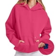 thumbnail image 2 of Fewfanhot Womens Hoodies Fall Hooded Sweatshirts Long Sleeve Half Zip Cropped Hoodies Pullover Winter Fashion Clothes, 2 of 10