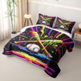 thumbnail image 3 of Homewish Psychedelic Baseball Quilt Full, Cute Sport Full Bedspread Sets for Girls and Boys, 3 Pieces, 1 Comforter and 2 Pillowcases, 3 of 7