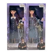 2 Boxes Adams Action Figures Set,Wednesday Toys Mini Figures Dolls Long Skirt ,All Joint Mobility,Birthday Gifts for Kids Girls Fans