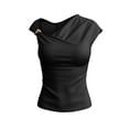 thumbnail image 6 of Pounoo Womens One Shoulder Tops Asymmetrical Solid Color Blouses Casual Slim Fit Lightweight Soft Comfy Party Wear Shirts Gift, 6 of 7