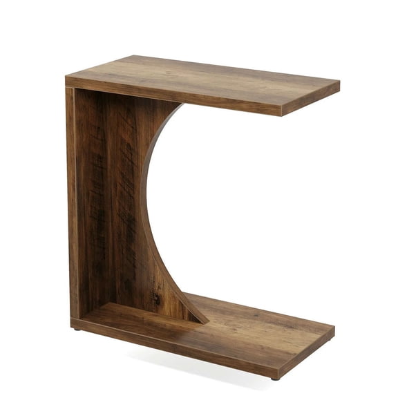 Spaco C-Shaped End Table, Sofa Side Table Couch Table, End Table for Indoor as Bedroom, Brown