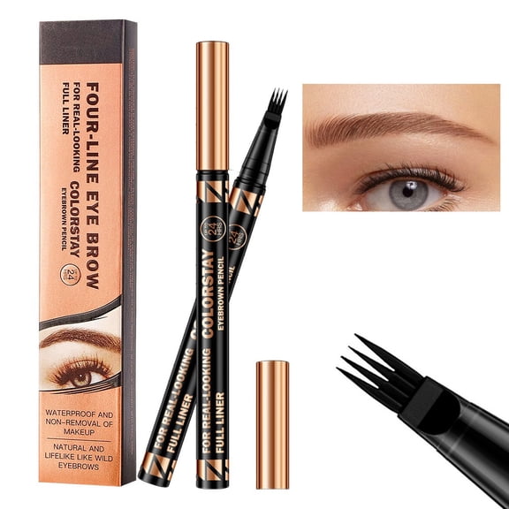 Lenkho Eyebrow Pen, 4 Tip Precise Eye Brow Makeup Pen, Waterproof Long-Lasting Formula, Semi Permanent Long Wear Cosmetic Tool for Real-Looking Full Brows, Natural Lifelike Wild Eyebrow Makeup