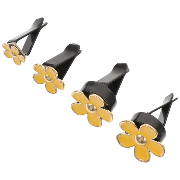 HONITANO 4Pcs Yellow Metal Car Air Clips Floral Design for Car Interior Accessories