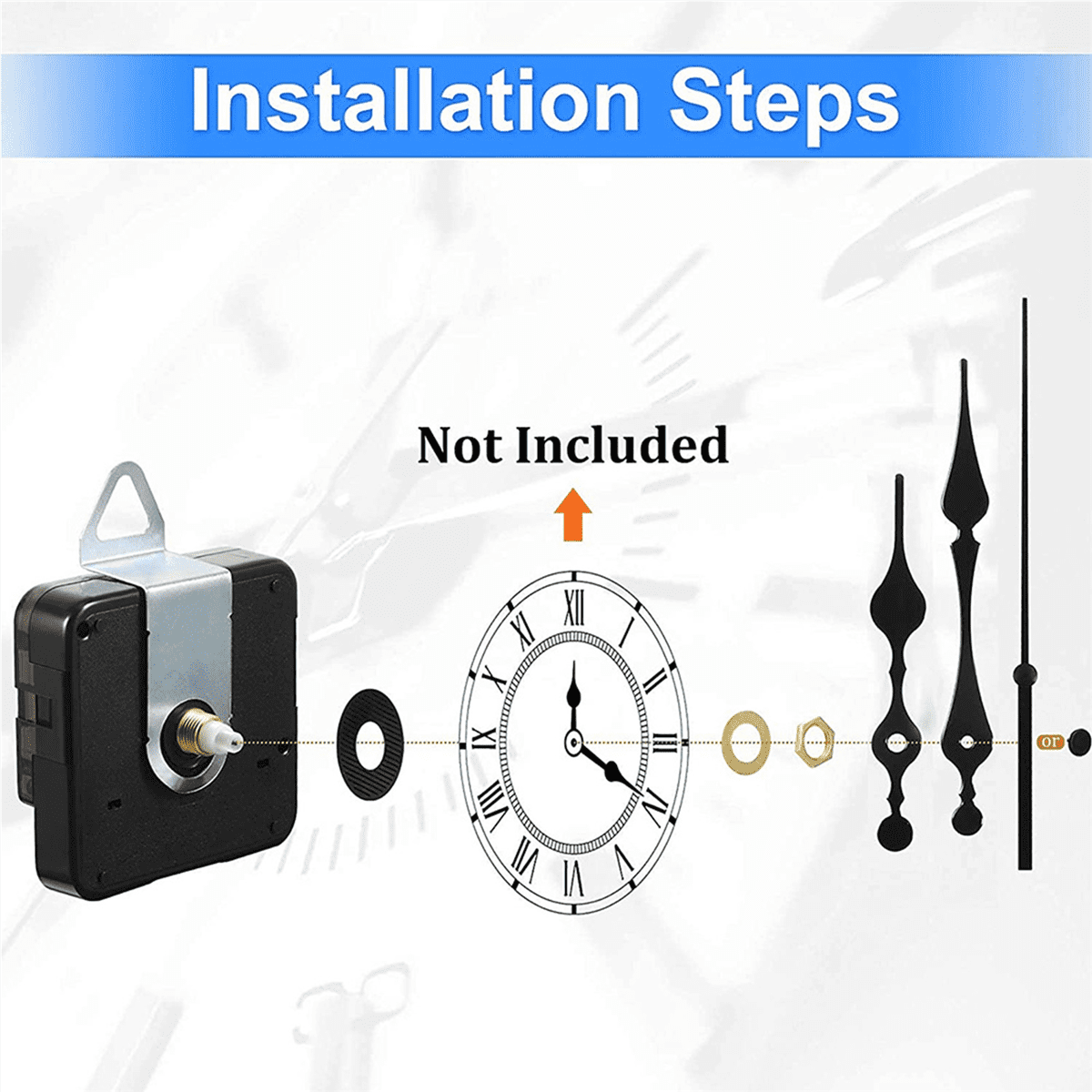 35 Sets Quartz Clock Movement Mechanism, Silent Short Shaft Clock Mechanisms with Hands, Wall Clock Mechanism Parts,35 x Quartz clock movements 105 x clock hands 35 set x Accessories,