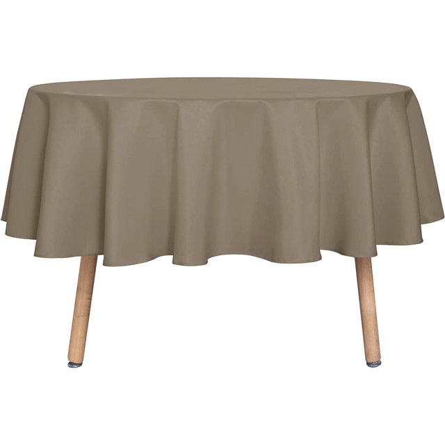 LAICAIW Round Tablecloth-70 Inch-Water Resistant Spill Proof Washable Polyester Table Cloth Decorative Fabric Table Cover for Dining Table, Buffet Parties and Camping, Taupe