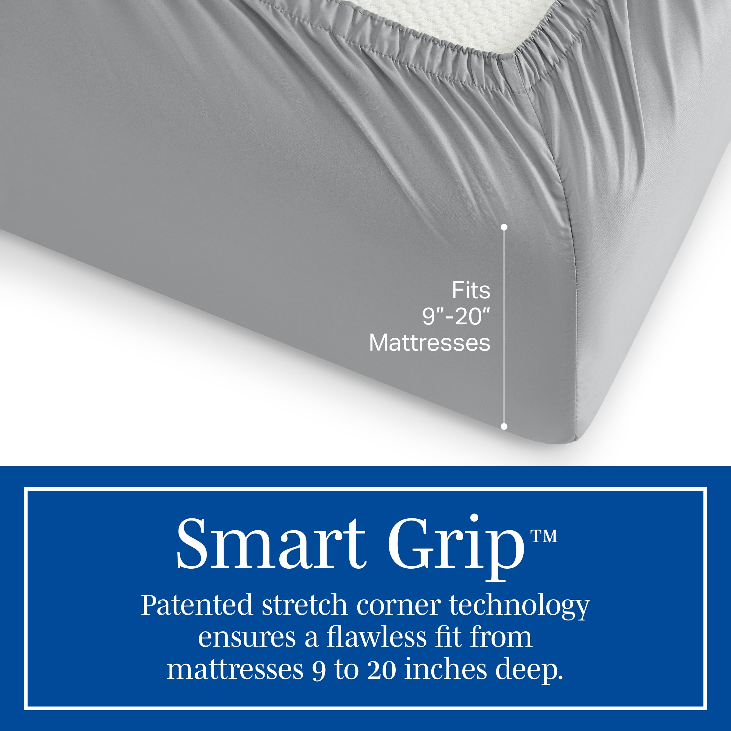 Wamsutta 1846 4-Piece 400 Thread Count Gray Flannel Egyptian Giza Cotton Percale Bed Sheets, Queen-Deep Pocket