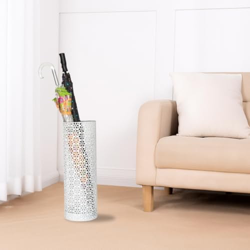 8x20 inch Heavy Duty Metal Umbrella Stand - Durable Storage Holder for Umbrellas - Indoor and Outdoor Use - Stylish and Modern Organizer for Entryways.(White Floral Lace)