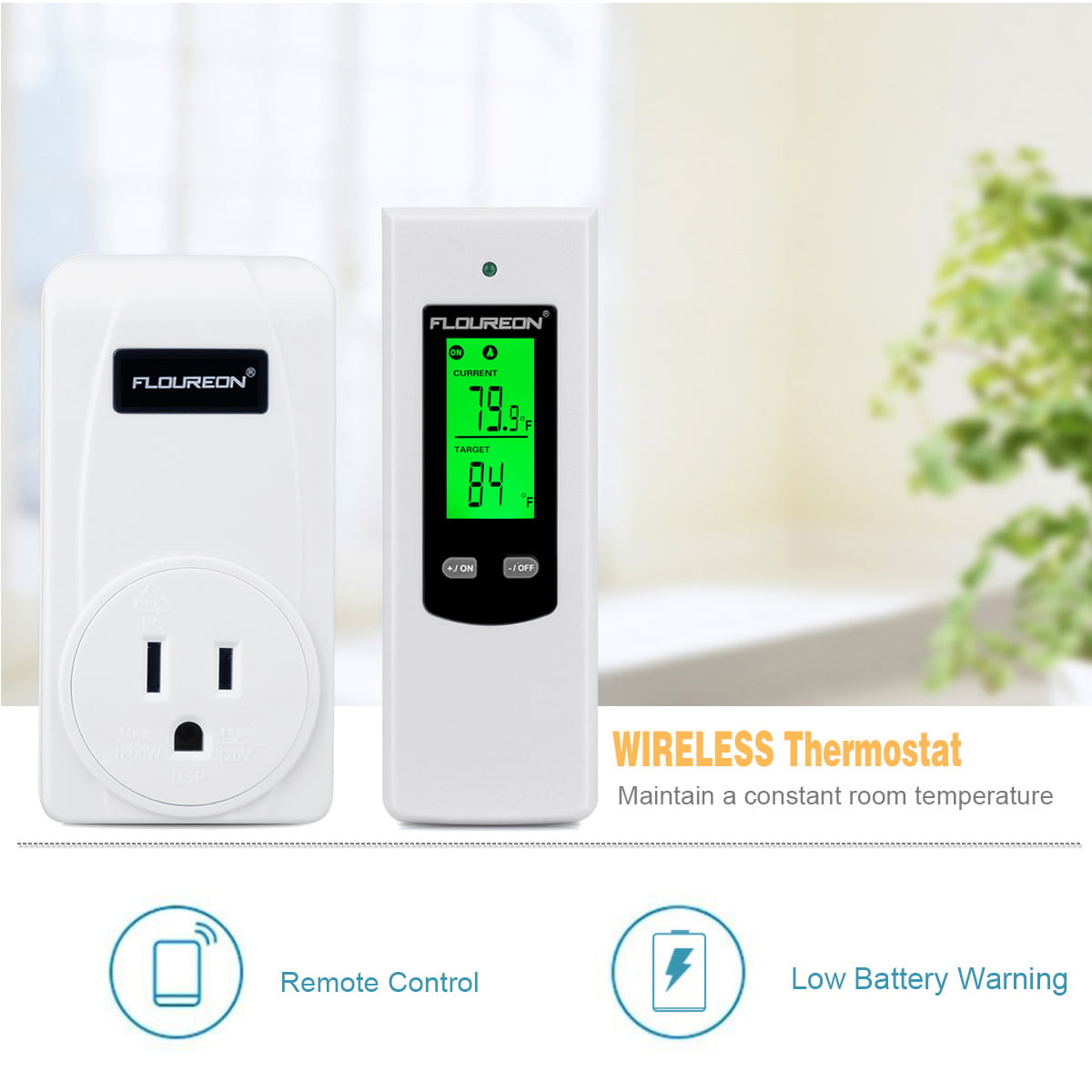 Wireless Digital Plug in Heating Thermostat Remote Control Electric RF Socket UK 
