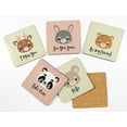 thumbnail image 2 of Inkdotpot Set of 6 Drink Coasters Easy Clean 4-inch SquareCoastersCork Base-Reusable- Baby Animals, 2 of 8