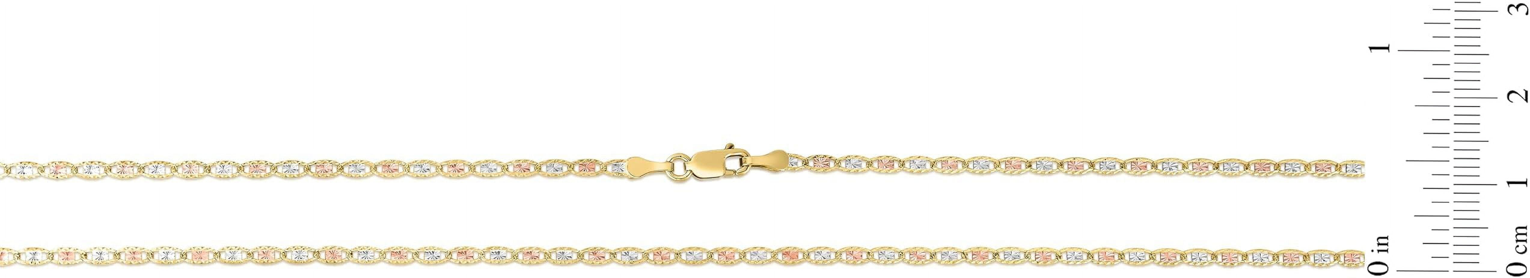 Floreo 10k Tri-Color Gold 2.1mm Valentino Link Chain Necklace