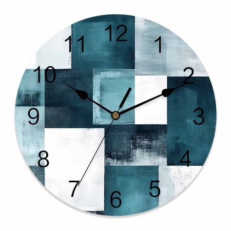 12 Inch Bronze Abstract Wall Clock, Modern Rustic Geometric Color Block Plaid Battery Operated Silent Non Ticking Clocks, Easy to Read Round Wall Clock for Kitchen/Living Room/Bedroom/Bathroom