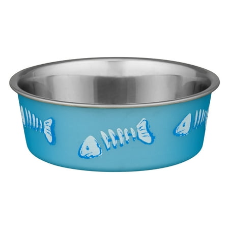 - (2 Pack) Loving Pets Bella Bowls Stainless Steel Small Blue Cat Bowl
