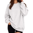 thumbnail image 2 of UDAUDU Oversized Sweatshirt for Women Crewneck Long Sleeve Fall Fashion Fleece Pullover Sweatshirts Cute Y2k Preppy Hoodless Hoodies Light Gray XL, 2 of 9