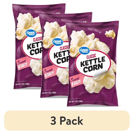 (3 pack) Great Value Classic Sweet and Salty Kettle Corn, 7 oz