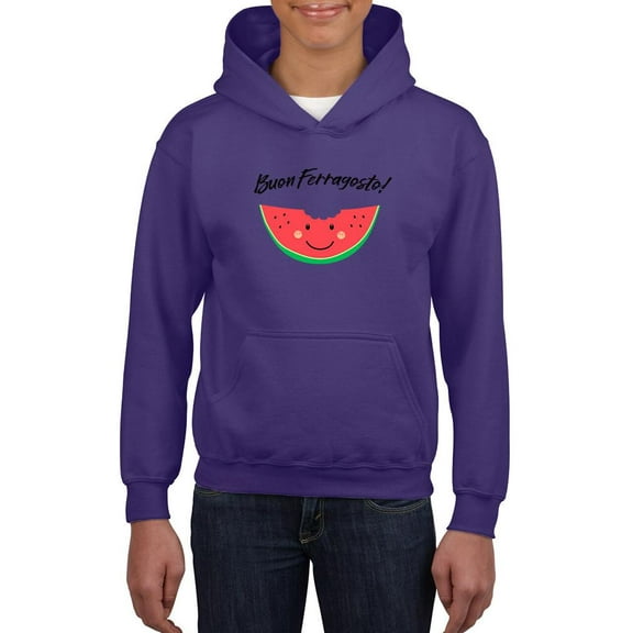 Buon Ferragosto! Cute Watermelon Hoodie Juniors -Image by Shutterstock, Large